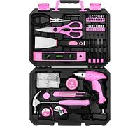 DEKO Caja Herramientas Rosa 98 Piezas con 3.6V Destornillador Eléctrico Inalámbrico, Maletin Herramientas Completa para Reparacion, Matenimiento y Bricolaje del Hogar, Oficina, y Taller