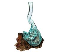 Deko Gamal raíz Madera Jarrón de cristal 25 cm madera de teca Madera de Teca Bali Jarrón de cristal retorcido