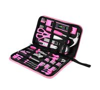 DEKO Juego Herramientas Rosa 110 Piezas, Kit de Herramientas básico para Damas para mujer con Bolsa de Transporte Fácil, para Bricolaje y Reparaciones Diarias