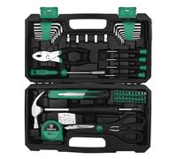 DEKO TZ62 Juego de herramientas de piezas Juego de herramientas manuales generales para el hogar con estuche de almacenamiento de caja de herramientas de plástico (verde)