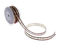 Deko und Band Banda de Navidad con Estrellas - Color Burdeos/Oro - 15 mm - 20 m - 90159 38