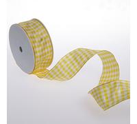 Deko und Band Cuadros Cinta con Alambre Borde - Amarillo - 40 mm a 25 m Rollo - 64098 40 16