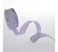 Deko und Band Cuadros Cinta con Alambre Borde - Lila - 25 mm a 25 m Rollo - 64098 25 40
