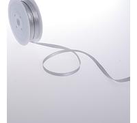 Deko und Band Double de Face satén con Plata Borde - Gris - 6 mm - 50 m - 32106 94