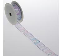 Deko und Band Estampado de Cinta - Rosa/Lila/Azul - 25 mm x 15 m - 40012 - 2155 25 9407 (0,55 €/m)