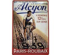 Deko7 Cartel de chapa 30 x 20 cm Paris - Roubaix - Alcyon la Bicyclette 1939