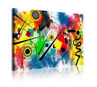 DekoArte 342 - Cuadros Modernos Impresión de Imagen Artística Digitalizada | Lienzo Decorativo Para Tu Salón o Dormitorio | Estilo Abstractos Moderno Arte Kandinsky Rojo Azul | 1 Pieza 120 x 80 cm