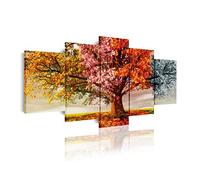 DekoArte 404 - Cuadros Modernos Impresión de Imagen Artística Digitalizada | Lienzo Decorativo Para Tu Salón o Dormitorio | Estilo Paisaje Árboles Cuatro Estaciones Del Año | 5 Piezas 200 x 100 cm XXL