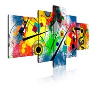DekoArte 438 - Cuadros Modernos Impresión de Imagen Artística Digitalizada | Lienzo Decorativo Para Tu Salón o Dormitorio | Estilo Abstractos Moderno Arte Kandinsky Rojo Azul | 5 Piezas 180x85cm XXL