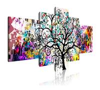 DekoArte 510 - Cuadros Modernos Impresión de Imagen Artística Digitalizada | Lienzo Decorativo Para Salón o Dormitorio | Estilo Abstracto Arte Árbol de la Vida de Gustav Klimt | 5 Piezas 180x85cm XXL