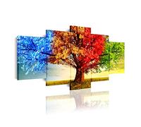 DekoArte 513 - Cuadros Modernos Impresión de Imagen Artística Digitalizada | Lienzo Decorativo Para Tu Salón o Dormitorio | Estilo Paisaje Árboles Cuatro Estaciones Del Año | 5 Piezas 200 x 100 cm XXL