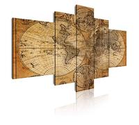 DekoArte 67 - Cuadros Modernos Impresión de Imagen Artística Digitalizada | Lienzo Decorativo Para Tu Salón o Dormitorio | Estilo Mapamundi Mapa del Mundo Antiguo | 5 Piezas 180x85cm XXL
