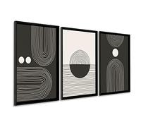 DekoArte - Cuadros decoracion salon modernos ARTE NORDICO MINIMALISTA 50x70 cm x3 piezas - Cuadros con marco negro incluido