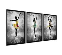 DekoArte - Cuadros decoracion salon modernos BALLERINA 50x70 cm x3 piezas - Cuadros con marco negro incluido