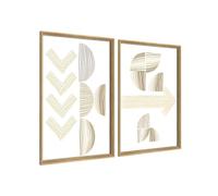 DekoArte - Cuadros decoracion salon modernos MOON 50x70 cm x2 piezas - Cuadros con marco color madera incluido