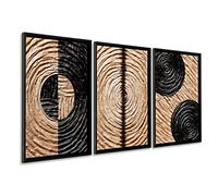 DekoArte - Cuadros decoracion salon modernos NATURE GEOMETRICA 50x70 cm x3 piezas - Cuadros con marco negro incluido