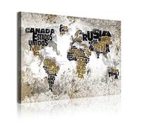 DekoArte - Cuadros Modernos Impresión de Imagen Artística Digitalizada | Lienzo Decorativo Para Tu Salón o Dormitorio | Estilo Mapamundi Mapa del Mundo Con Nombres de Países | 1 Pieza 120 x 80 cm