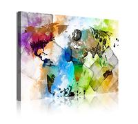 DekoArte - Cuadros Modernos Impresión de Imagen Artística Digitalizada | Lienzo Decorativo Para Tu Salón o Dormitorio | Estilo Mapamundi Mapa del Mundo Ciudades Acuarelas | 1 Pieza 120 x 80 cm