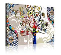 DekoArte - Cuadros Modernos Impresión de Imagen Artística Digitalizada | Lienzo Decorativo Para Tu Salón o Dormitorio | Estilo Abstractos Árbol de la Vida de Gustav Klimt Gris | 1 Pieza 120 x 80 cm