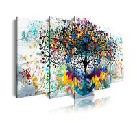 DekoArte - Cuadros Modernos Impresión Imagen Artística | 5 Piezas 150x80cm | Lienzo Decorativo Para Tu Salón o Dormitorio | Paisaje Árbol Colores en fondo Blanco