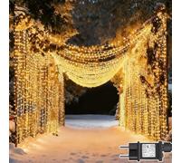 Dekofun 600 LEDs Cortina de Luces 6m x 3m Guirnaldas Luces Exterior con Enchufe, 8 Modos Impermeable Cortinas Exterior con Temporizador para Boda, Fiesta, Ventana, Balcón Decoración - Blanco Cálido