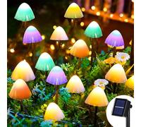 Dekofun Luces solares de jardín, 20 LED, 5 m, luces solares de estaca de hongos, 2 modos, impermeables, adornos solares para exteriores, luces de jardín para camino, paisaje, patio, decoración de