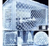 Dekofun Red de Navidad Exterior 3x2m 200 LED Cortina con Enchufe, Temporizador, 8 Modos IP65 Impermeable Malla para Balcón Jardín Árbol Navidad Exterior Interior - Blanco