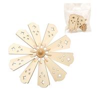 Dekohelden24 10 aspas de repuesto de madera con cabeza y rueda de aleta, apto para 2 pirámides de madera láser. Tamaño: 9 x 4 cm, diámetro de 20 cm.