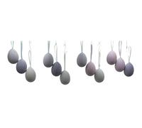 Dekohelden24 12er Set, Ostereier, Osterbehang, Osterdeko, Dekohänger, Ostereier zum Aufhängen Osterstraucheier aus Kunststoff in graugrün Lieferumfang 12 Stück Größe: L/B/H ca. 4 x 4 x 6 cm.