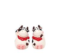 Dekohelden24 222509 - Juego de 2 saleros y pimenteros (cerámica, 9,5 x 4,5 x 7,3 cm), diseño de vaca