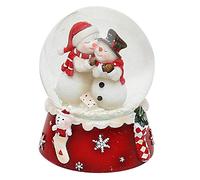Dekohelden24 501065-SM Bola de Nieve de dúo de muñeco de Nieve, Color Rojo y Blanco, Dimensiones (Alto x Ancho x diámetro) de la Bola: Aprox. 8,5 x 7 cm x 6,5 cm