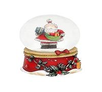 Dekohelden24 501370 - Bola de Nieve pequeña con Base de Papá Noel y Guirnalda de Pino, 4,8 x 4,8 x 6,5 cm, diámetro de la Bola: 4,5 cm