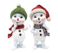 Dekohelden24 501846 Conjunto Infantil de Nieve con Gorro y Bufanda, Rojo y Verde, 9.5cm Largo, 9.2cm Ancho, 19cm Alto, 2 Piezas