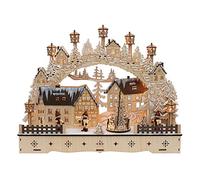 Dekohelden24 Arco de Madera con árbol de Navidad Giratorio, diseño: Niños con farolillos, Largo/Ancho/Alto Aprox. 45 x 12 x 35 cm, Funciona con Pilas o Adaptador, 35 cm