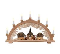Dekohelden24 Arco de Madera de Haya, diseño de Ascensor de minero Seiffener con Casas iluminadas, 10 focos, 57 x 9 x 38 cm