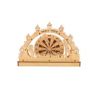 Dekohelden24 Arco de madera iluminado con luces LED como juego de manualidades, arco para manualidades, arco para construir uno mismo, diseño: dardos, funciona con pilas, 21 x 4,5 x 15 cm (largo x