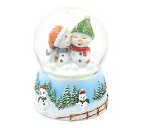 Dekohelden24 Bola de Nieve Infantil con Gorro sobre Base Decorada, Dimensiones (Largo x Ancho x Alto): 6,5 x 6,5 x 9 cm, Bola de 6,5 cm de diámetro