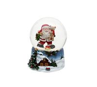 Dekohelden24 Bola de Nieve - Santa con Oso de Peluche - sobre Base Azul con Paisaje navideño de Invierno Dimensiones H/B/Bola: Aprox. 9 x 7 cm 6 5 cm. Saco de Brazo 501865