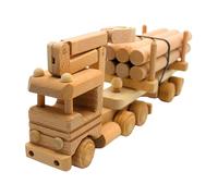 Dekohelden24 Camión sostenible como Modelo de Coche Decorativo para camión de Madera, con Brazo de grúa y Troncos de Madera, 33 x 8 x 13 cm