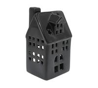 Dekohelden24 Casa portavelas de Porcelana en Negro, tamaño L/B/H Aprox. 6 x 7 x 13,5 cm