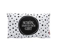 Dekohelden24 Cojín con Funda de 100% algodón en Blanco y Negro, 40 x 13 x 23 cm, diseño de Lunares.