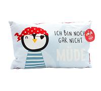 Dekohelden24 Cojín de Peluche para niños con Texto en alemán Ich Bin Noch Gar Nicht müde, Aprox. 40 x 13 x 23 cm, 100% algodón
