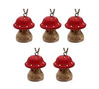 Dekohelden24 Colgante de Madera con Forma de Seta y Colgante de árbol en Juego de 5 Unidades, tamaño de Cada Colgador: 5 x 4 x 5 cm, 5 cm Aprox