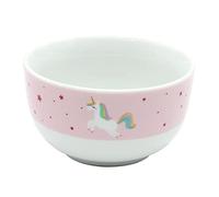 Dekohelden24 Cuenco infantil para cereales, fruta, diseño de unicornio con texto en alemán Spruch-Magische Mahlzeit-H/Ø aprox. 5,8 x 11 cm, capacidad: 250 ml, porcelana, 11 cm, 971331 cm