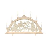 Dekohelden24 Dekohelden24-Arco Decorativo con 7 Luces, diseño de Iglesia del Bosque con Ciervo, Largo x Ancho x Alto Aprox. 58 x 4 x 38 cm, Pueblo de Invierno, 38 cm