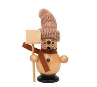 Dekohelden24 Dekohelden24-Bonito muñeco de Nieve con Bufanda y caniche de Punto, Aprox. 19 cm, Madera