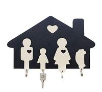 Dekohelden24 Dekohelden24-Colgador de Llaves con Llavero, Madera, Negro/Blanco, 15