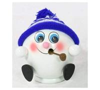 Dekohelden24 Dekohelden24-Figura de Bola de Nieve con Gorro de Punto Azul Claro y Blanco, Madera, 10 cm