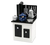 Dekohelden24 Dekohelden24-Horno de Madera para ahumar con Utensilios de Cocina en Color, Largo x Ancho x Alto Aprox. 9 x 7 x 15 cm, Blanco y Negro, 15 cm