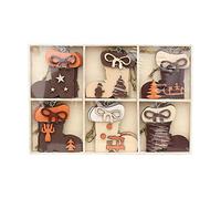 Dekohelden24 Dekohelden24-Juego de 12 Colgantes de Madera, 6 x 0,3 x 6 cm, Bota, 6 cm